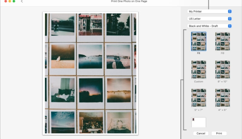 Print through Mac Photos App